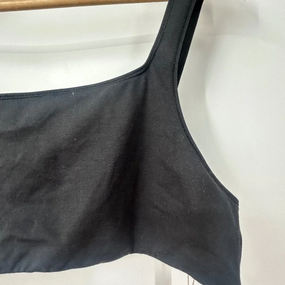 SKIMS Signature Swim Tank Bikini Top Onyx Black Square Neck Womens 3X